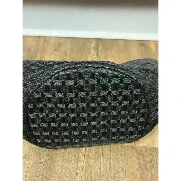 Kate Spade Woven Shoulder Bag Gold Tone Chain Satchel Black 10X16 Large - Picture 6 of 16